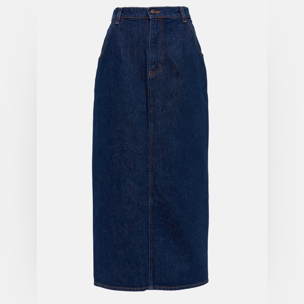Magda Butrym inspired long denim skirt with slit in the back. Slimming and very